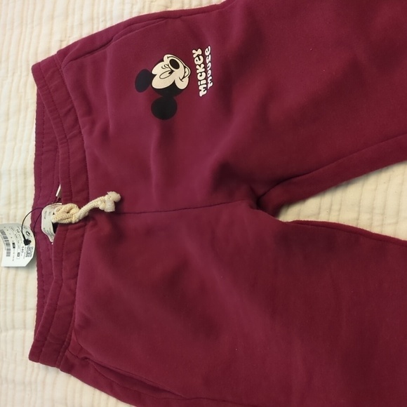 Zara Mickey Mouse cozy soft burgundy sweatpants Girls size 10 - Picture 2 of 7